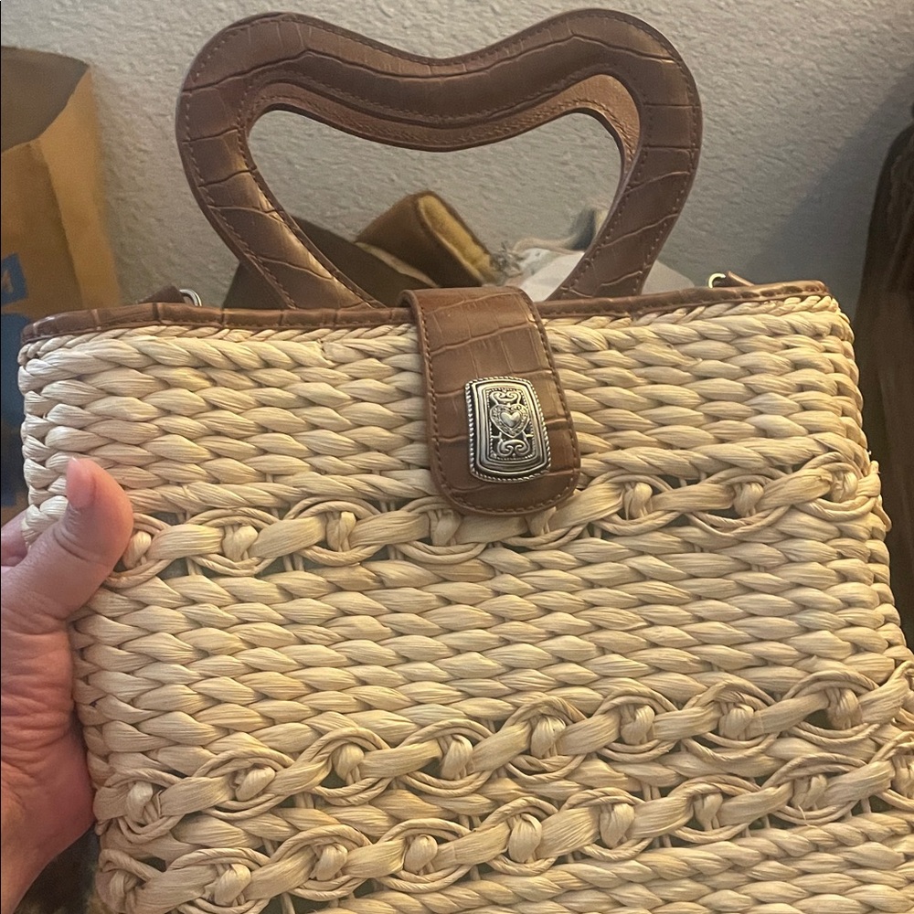 Elegant Tan and Brown Woven Tote